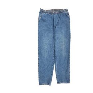 Faded Glory Pull On Elastic Waist Straight Women's size 16 Tall Blue Denim Jeans